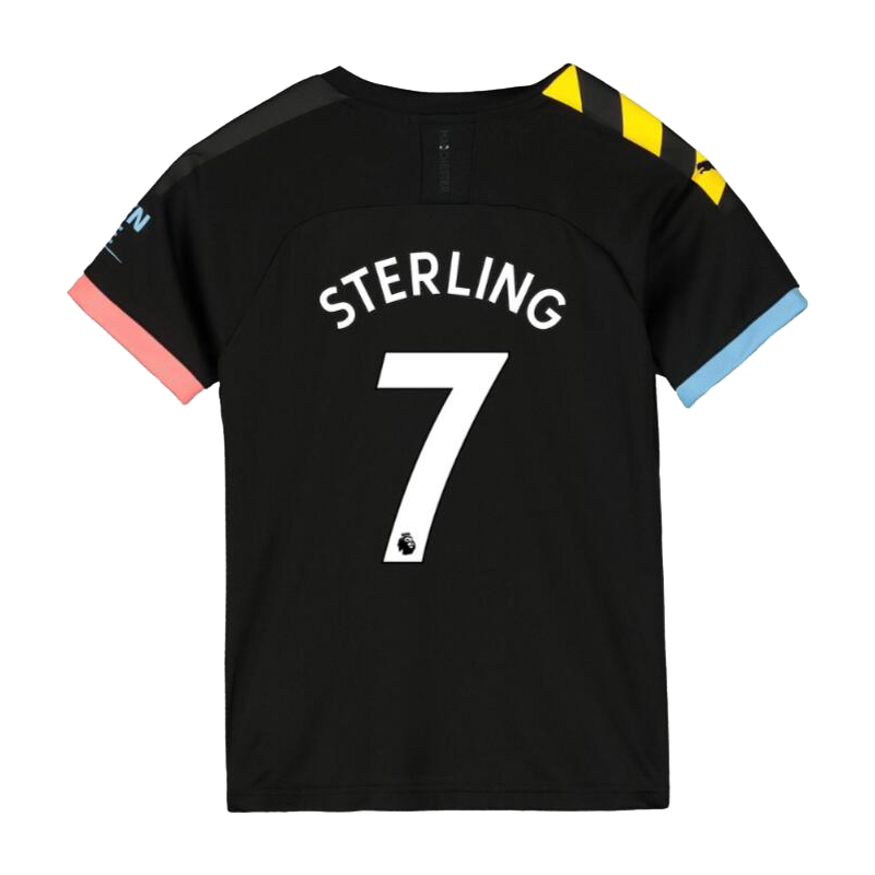 Lapset Jalkapallo Raheem Sterling 7 Vieraspaita Musta Pelipaita 2019/20 Lyhythihainen Paita