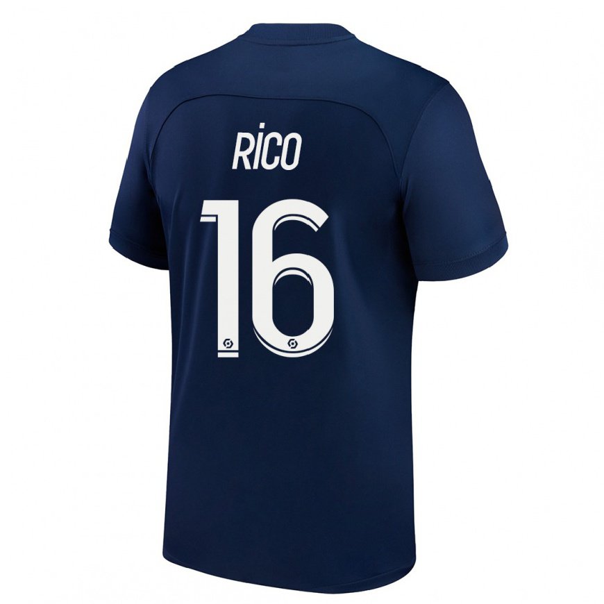 Kandiny Lapset Sergio Rico #16 Tumma Sininen Punainen Kotipaita 2022/23 Lyhythihainen Paita T-paita