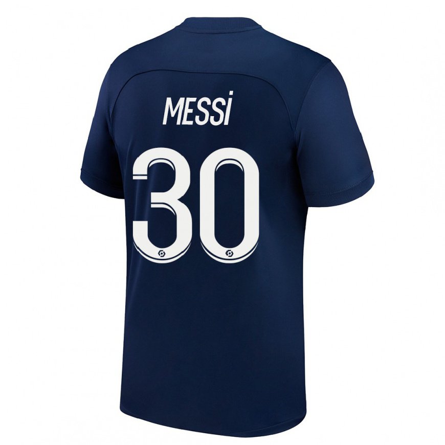 Kandiny Lapset Lionel Messi #30 Tumma Sininen Punainen Kotipaita 2022/23 Lyhythihainen Paita T-paita