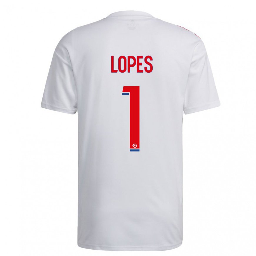 Kandiny Lapset Anthony Lopes #1 Valkoinen Sininen Punainen Kotipaita 2022/23 Lyhythihainen Paita T-paita