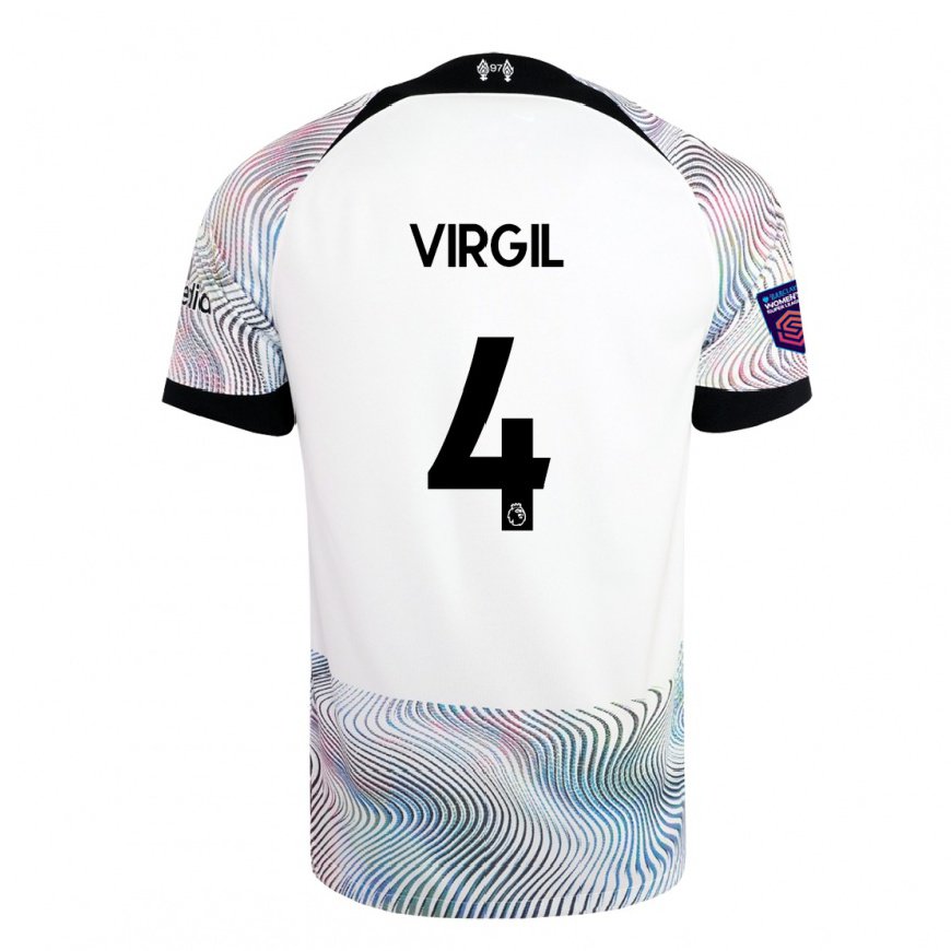 Kandiny Lapset Virgil Van Dijk #4 Valkoinen Värikäs Vieraspaita 2022/23 Lyhythihainen Paita T-paita