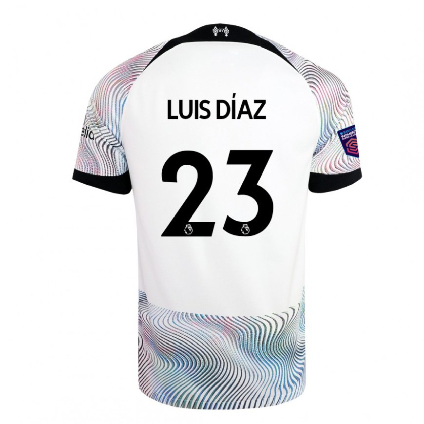 Kandiny Lapset Luis Diaz #23 Valkoinen Värikäs Vieraspaita 2022/23 Lyhythihainen Paita T-paita