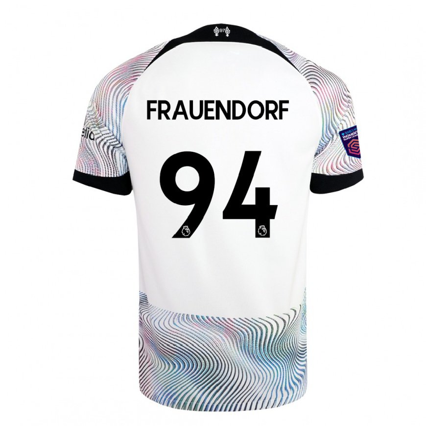 Kandiny Lapset Melkamu Frauendorf #94 Valkoinen Värikäs Vieraspaita 2022/23 Lyhythihainen Paita T-paita