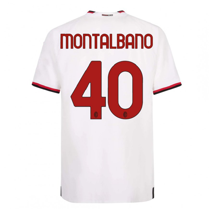 Kandiny Lapset Nicolo Montalbano #40 Valkoinen Punainen Vieraspaita 2022/23 Lyhythihainen Paita T-paita