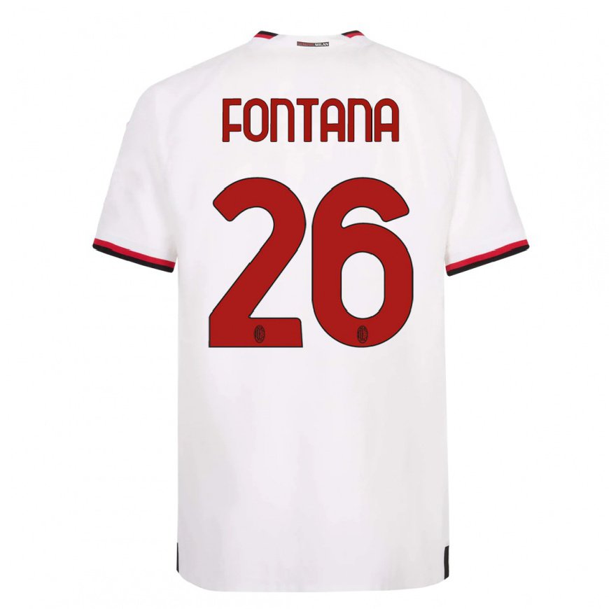 Kandiny Lapset Francesco Fontana #26 Valkoinen Punainen Vieraspaita 2022/23 Lyhythihainen Paita T-paita