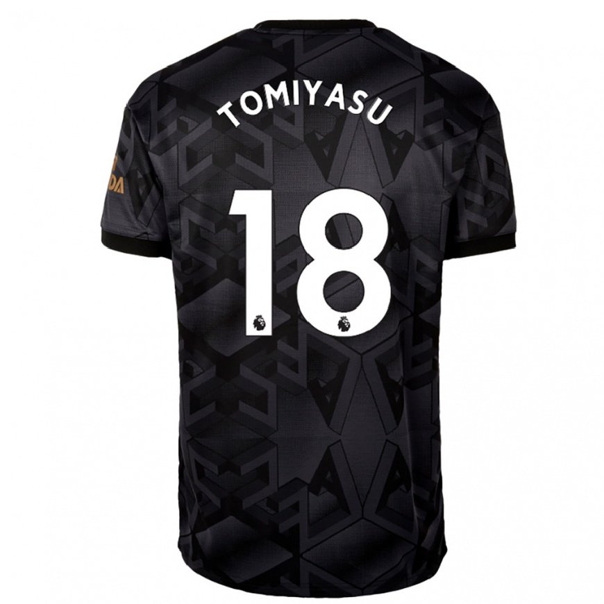 Kandiny Lapset Takehiro Tomiyasu #18 Musta Harmaa Vieraspaita 2022/23 Lyhythihainen Paita T-paita