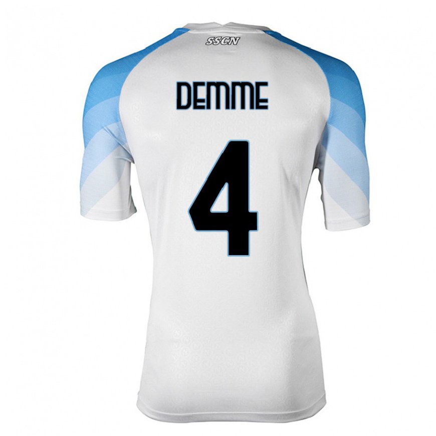 Kandiny Lapset Diego Demme #4 Valkoinen Taivas Sininen Vieraspaita 2022/23 Lyhythihainen Paita T-paita
