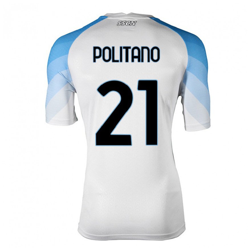 Kandiny Lapset Matteo Politano #21 Valkoinen Taivas Sininen Vieraspaita 2022/23 Lyhythihainen Paita T-paita