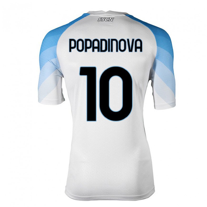 Kandiny Lapset Evdokiya Popadinova #10 Valkoinen Taivas Sininen Vieraspaita 2022/23 Lyhythihainen Paita T-paita
