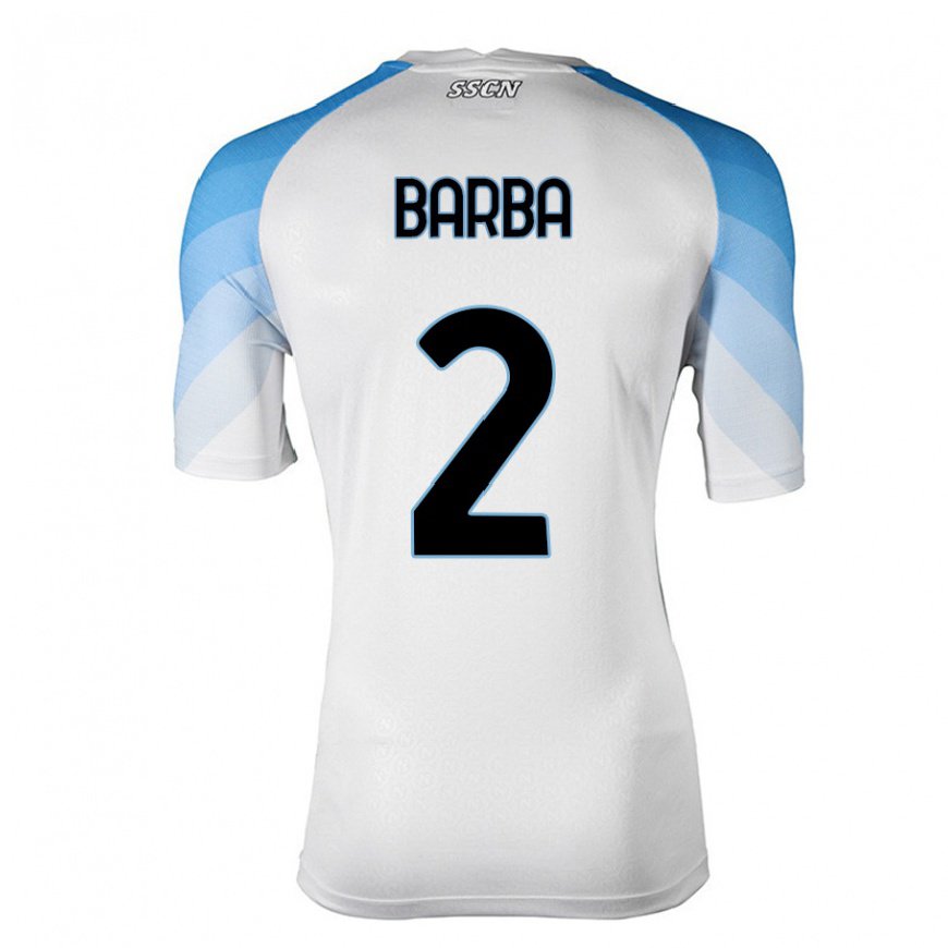 Kandiny Lapset Benedetto Barba #2 Valkoinen Taivas Sininen Vieraspaita 2022/23 Lyhythihainen Paita T-paita