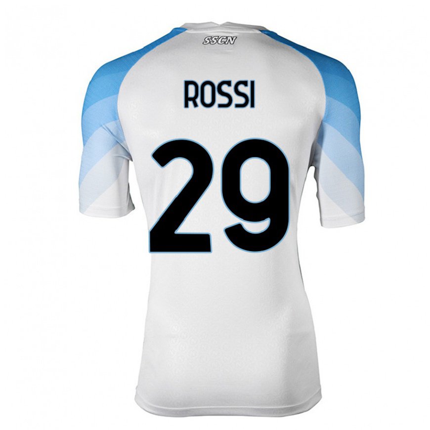 Kandiny Lapset Francesco Rossi #29 Valkoinen Taivas Sininen Vieraspaita 2022/23 Lyhythihainen Paita T-paita