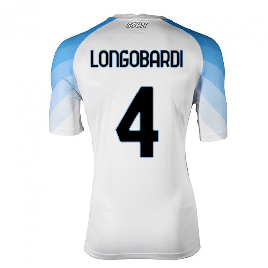 Kandiny Lapset Salvatore Longobardi #4 Valkoinen Taivas Sininen Vieraspaita 2022/23 Lyhythihainen Paita T-paita