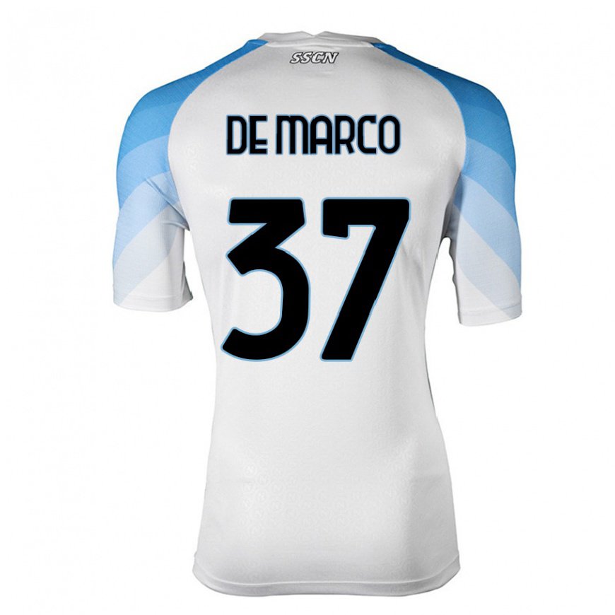 Kandiny Lapset Francesco De Marco #37 Valkoinen Taivas Sininen Vieraspaita 2022/23 Lyhythihainen Paita T-paita