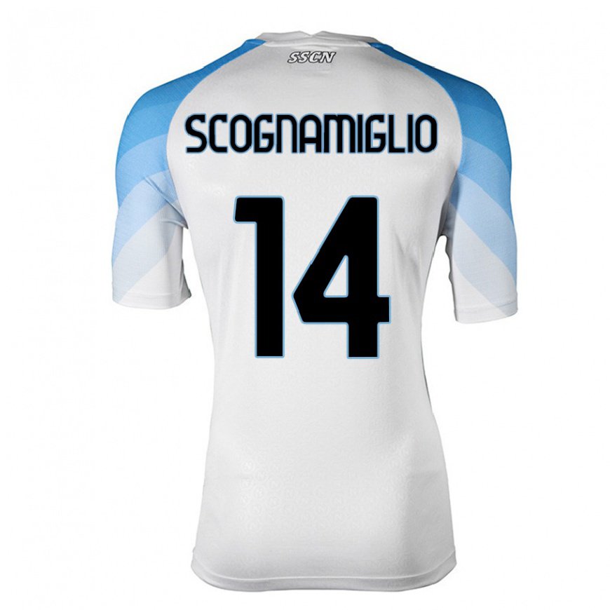 Kandiny Lapset Fabio Scognamiglio #14 Valkoinen Taivas Sininen Vieraspaita 2022/23 Lyhythihainen Paita T-paita