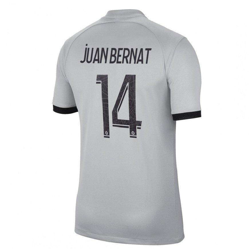 Kandiny Lapset Juan Bernat #14 Harmaa Vieraspaita 2022/23 Lyhythihainen Paita T-paita