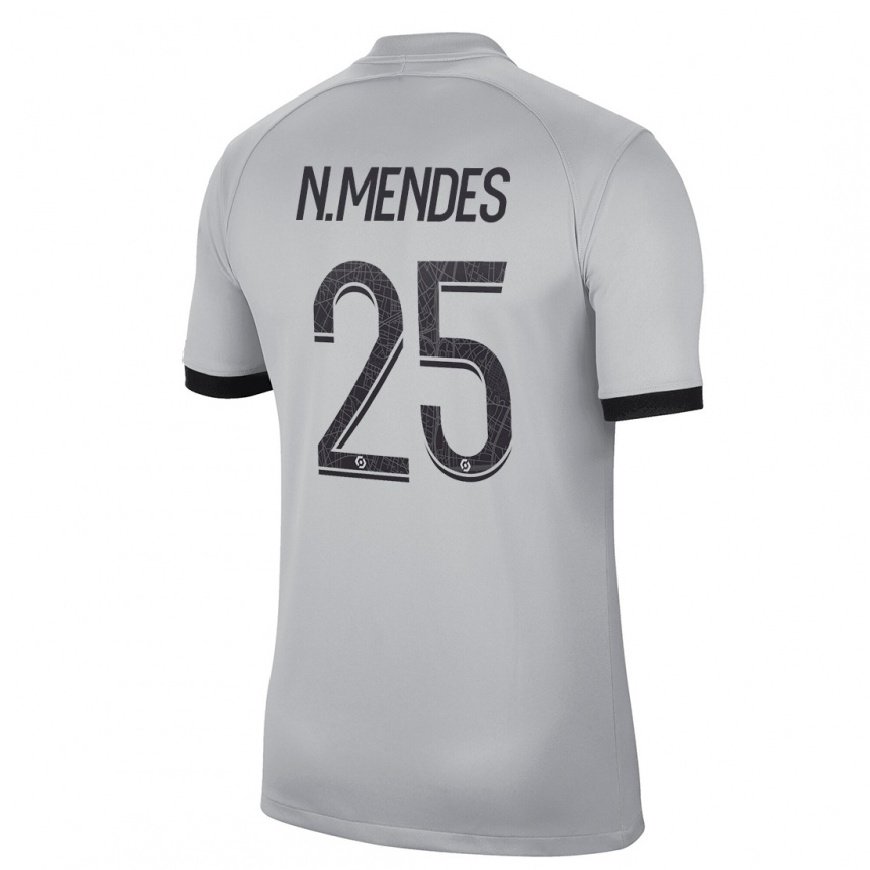 Kandiny Lapset Nuno Mendes #25 Harmaa Vieraspaita 2022/23 Lyhythihainen Paita T-paita