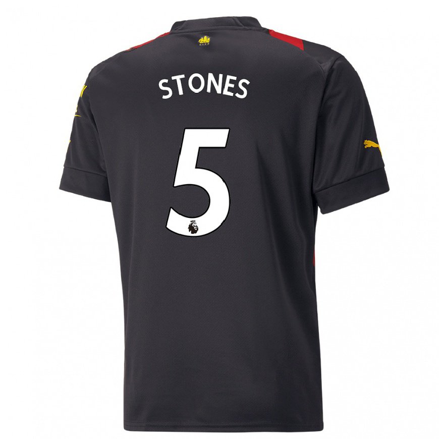 Kandiny Lapset John Stones #5 Musta Punainen Vieraspaita 2022/23 Lyhythihainen Paita T-paita