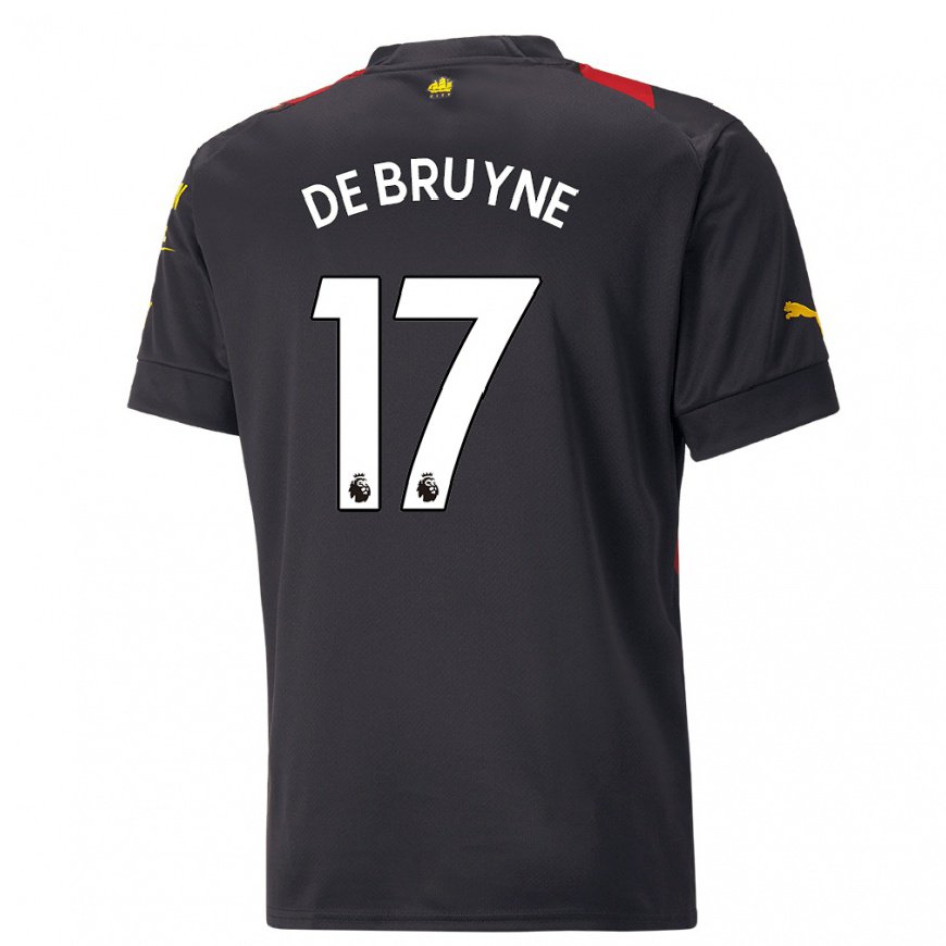 Kandiny Lapset Kevin De Bruyne #17 Musta Punainen Vieraspaita 2022/23 Lyhythihainen Paita T-paita
