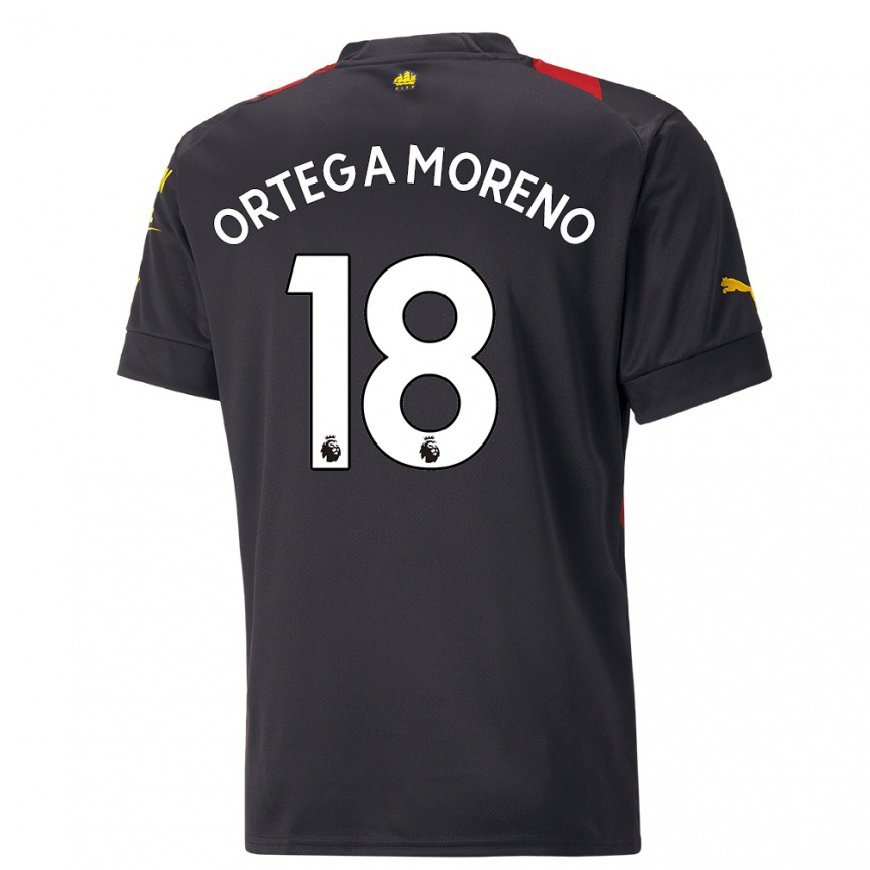 Kandiny Lapset Stefan Ortega Moreno #18 Musta Punainen Vieraspaita 2022/23 Lyhythihainen Paita T-paita