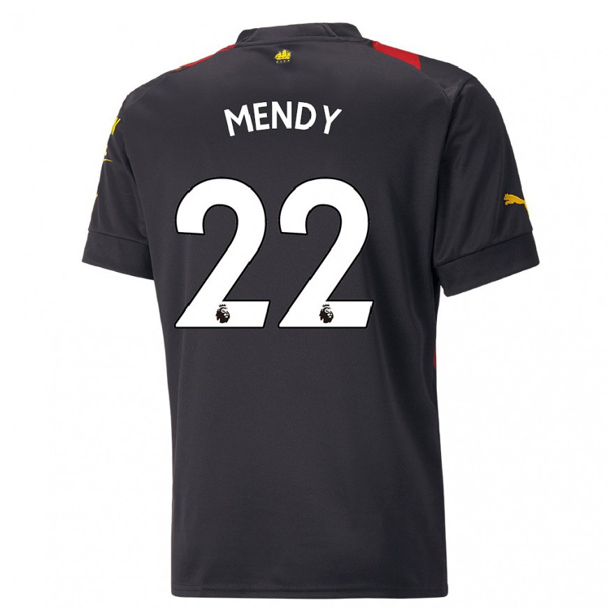 Kandiny Lapset Benjamin Mendy #22 Musta Punainen Vieraspaita 2022/23 Lyhythihainen Paita T-paita