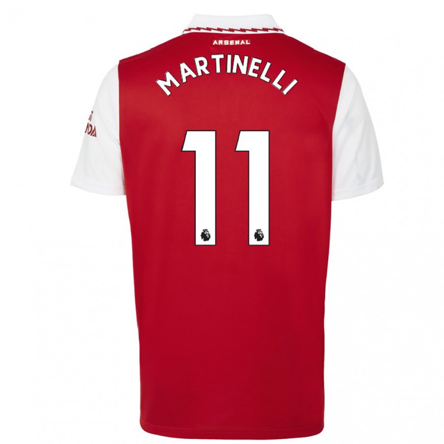 Kandiny Miesten Gabriel Martinelli #11 Punainen Valkoinen Kotipaita 2022/23 Lyhythihainen Paita T-paita