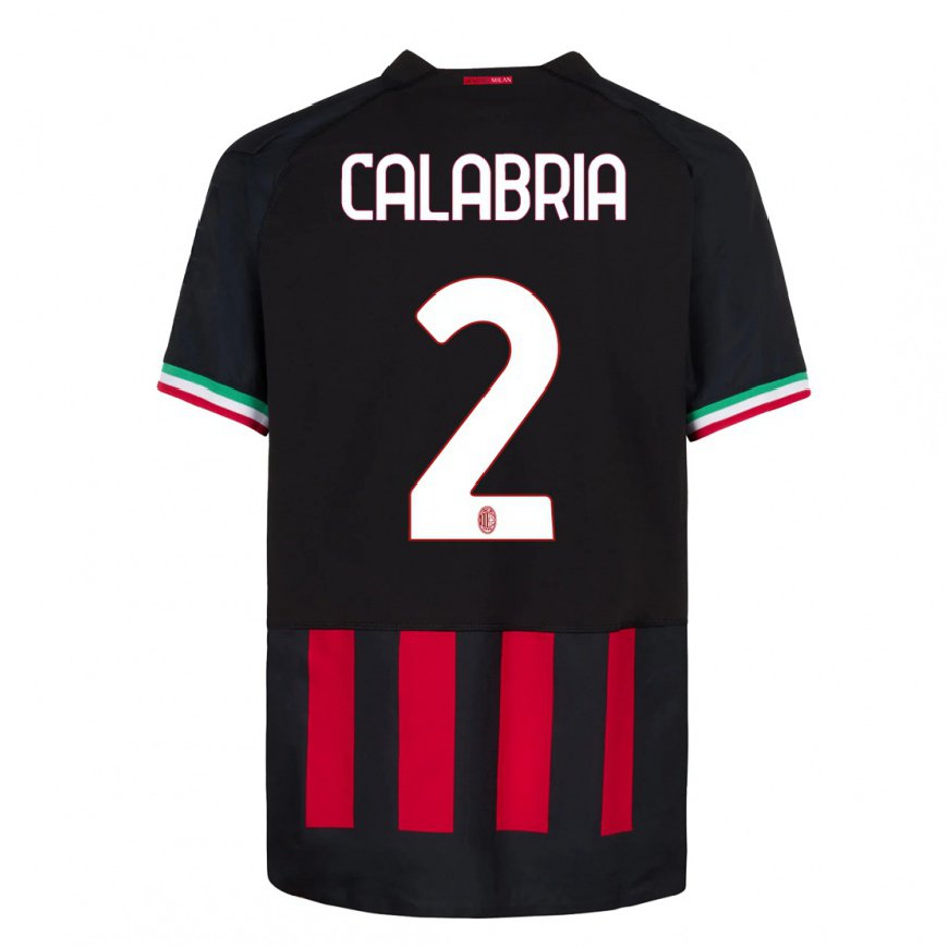 Kandiny Miesten Davide Calabria #2 Musta Punainen Kotipaita 2022/23 Lyhythihainen Paita T-paita