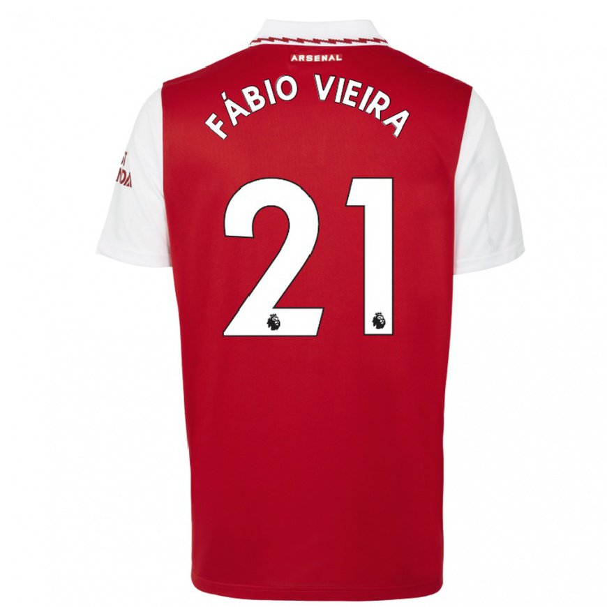 Kandiny Miesten Fabio Vieira #21 Punainen Valkoinen Kotipaita 2022/23 Lyhythihainen Paita T-paita