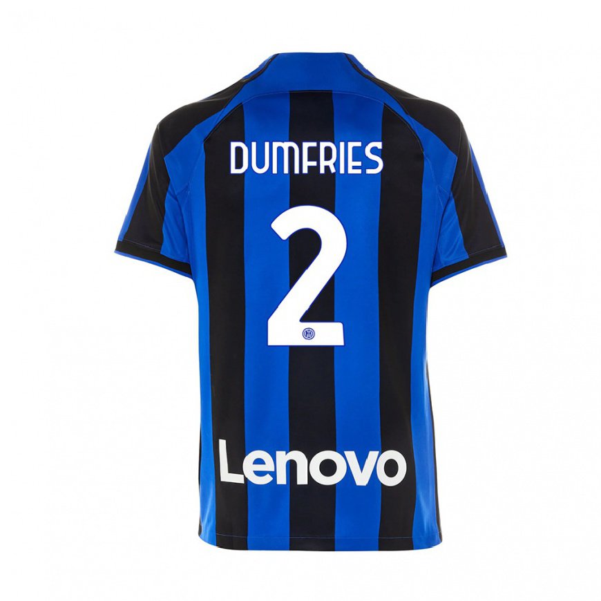 Kandiny Miesten Denzel Dumfries #2 Kuninkaallisen Sininen Musta Kotipaita 2022/23 Lyhythihainen Paita T-paita