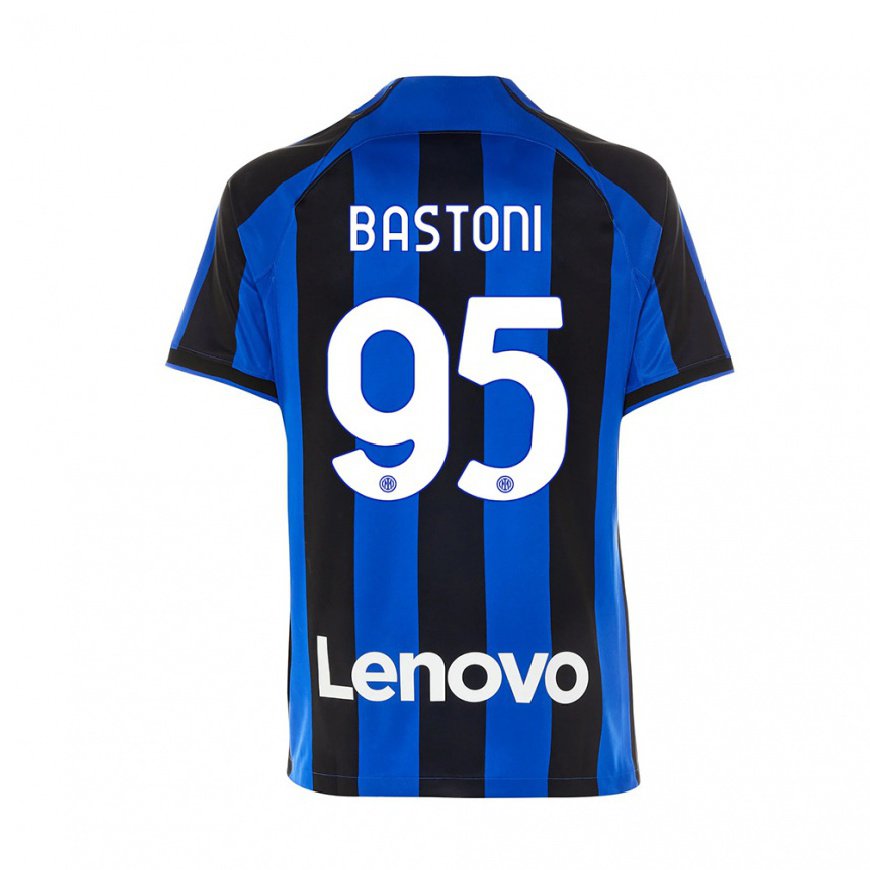 Kandiny Miesten Alessandro Bastoni #95 Kuninkaallisen Sininen Musta Kotipaita 2022/23 Lyhythihainen Paita T-paita