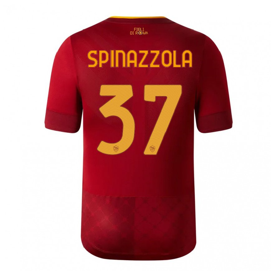 Kandiny Miesten Leonardo Spinazzola #37 Ruskea Punainen Kotipaita 2022/23 Lyhythihainen Paita T-paita