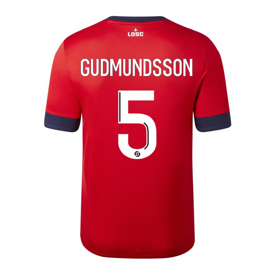 Kandiny Miesten Gabriel Gudmundsson #5 Punainen Karkki Omena Kotipaita 2022/23 Lyhythihainen Paita T-paita