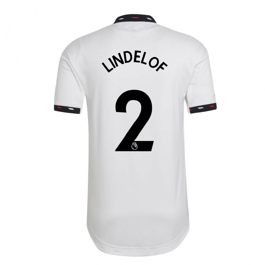 Kandiny Miesten Victor Lindelof #2 Valkoinen Vieraspaita 2022/23 Lyhythihainen Paita T-paita