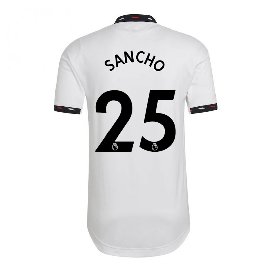Kandiny Miesten Jadon Sancho #25 Valkoinen Vieraspaita 2022/23 Lyhythihainen Paita T-paita