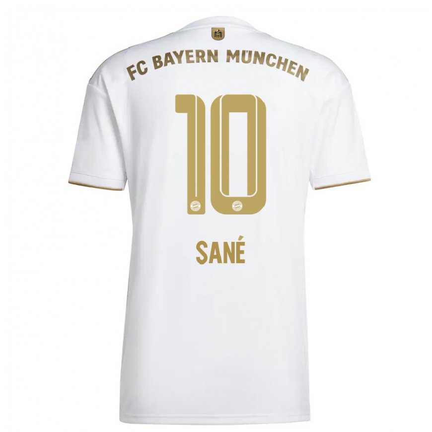 Kandiny Miesten Leroy Sane #10 Valkoinen Kulta Vieraspaita 2022/23 Lyhythihainen Paita T-paita