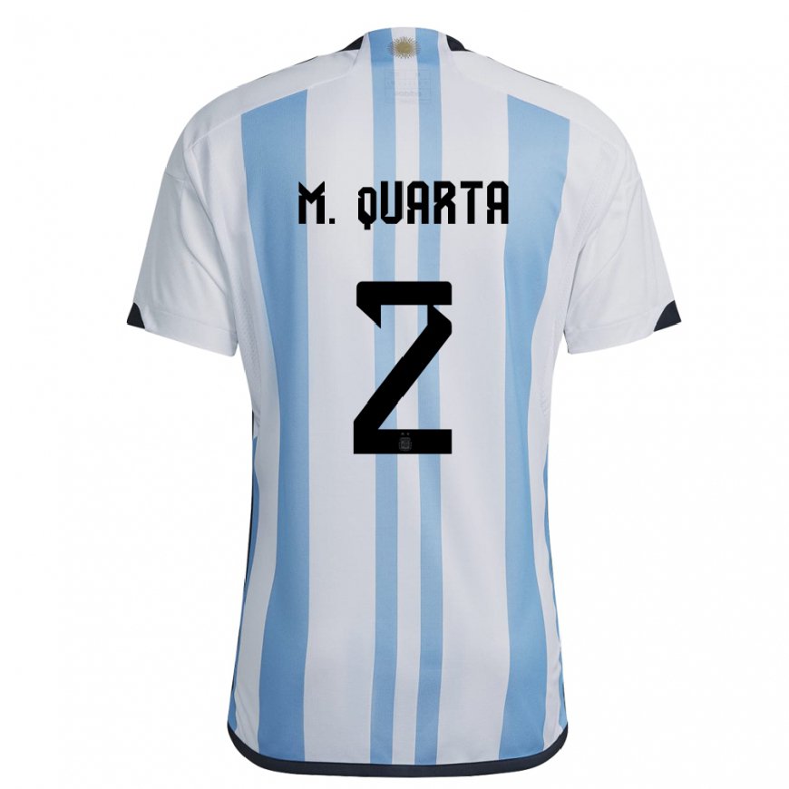 Kandiny Lapset Argentiinan Lucas Martinez Quarta #2 Valkoinen Taivas Sininen Kotipaita 22-24 Lyhythihainen Paita T-paita