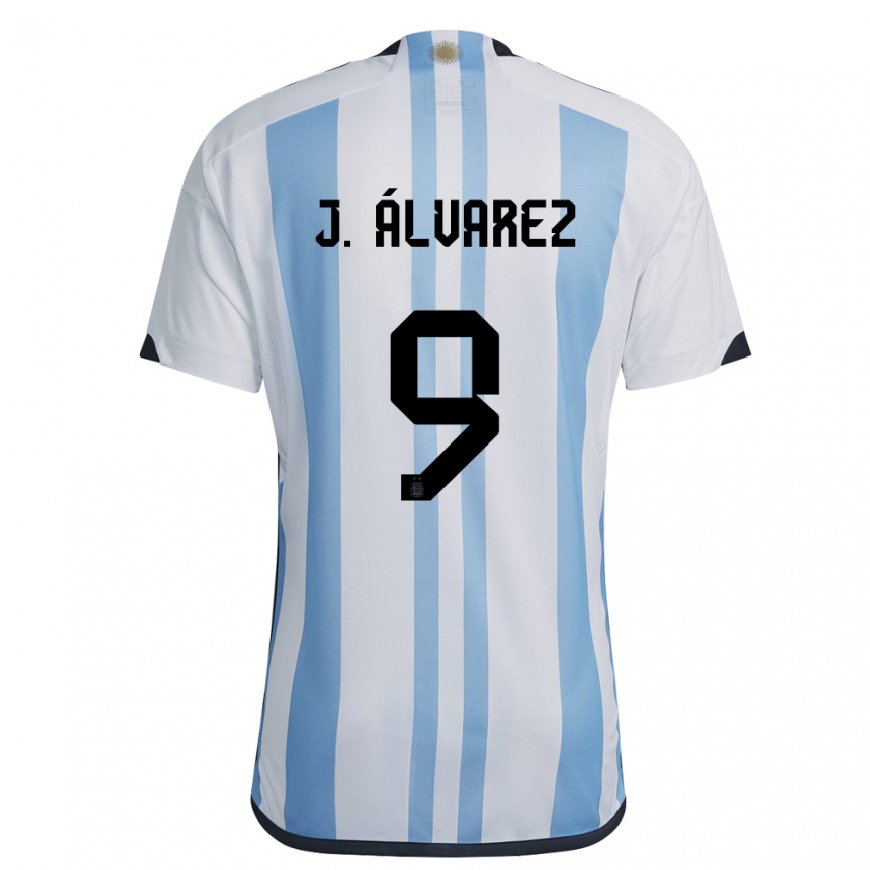 Kandiny Lapset Argentiinan Julian Alvarez #9 Valkoinen Taivas Sininen Kotipaita 22-24 Lyhythihainen Paita T-paita