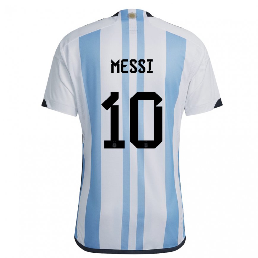 Kandiny Lapset Argentiinan Lionel Messi #10 Valkoinen Taivas Sininen Kotipaita 22-24 Lyhythihainen Paita T-paita
