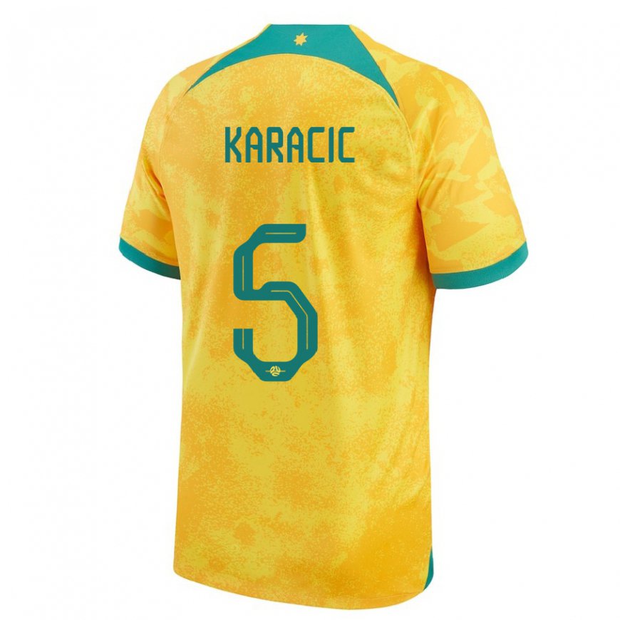 Kandiny Lapset Australian Fran Karacic #5 Kultainen Kotipaita 22-24 Lyhythihainen Paita T-paita