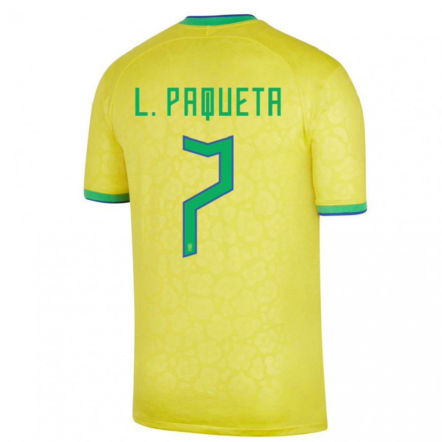 Kandiny Lapset Brasilian Lucas Paqueta #7 Keltainen Kotipaita 22-24 Lyhythihainen Paita T-paita