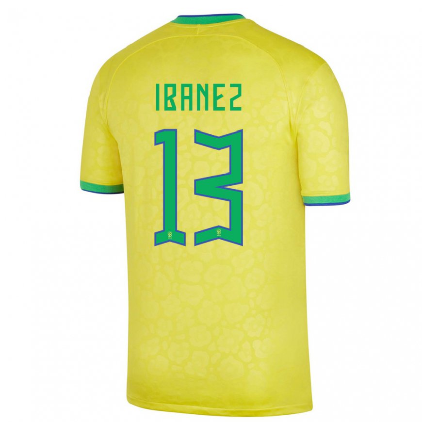 Kandiny Lapset Brasilian Roger Ibanez #13 Keltainen Kotipaita 22-24 Lyhythihainen Paita T-paita