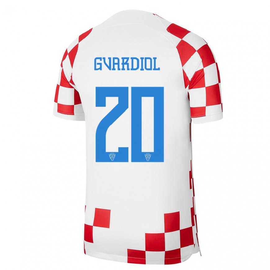 Kandiny Lapset Kroatian Josko Gvardiol #20 Punainen Valkoinen Kotipaita 22-24 Lyhythihainen Paita T-paita