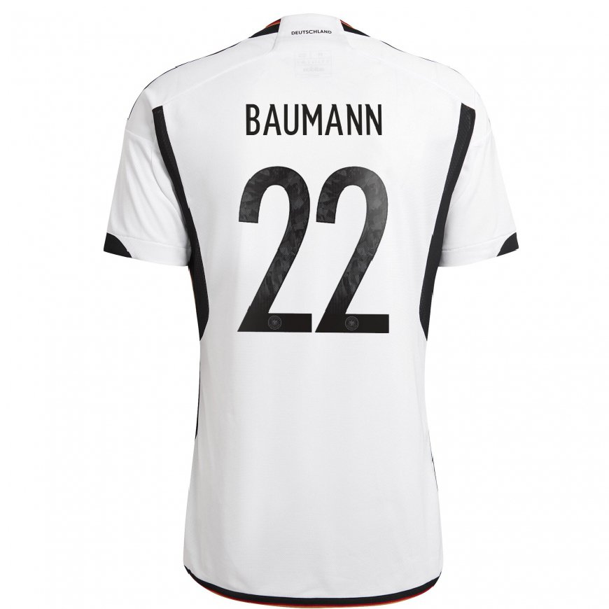 Kandiny Lapset Saksan Oliver Baumann #22 Valkoinen Musta Kotipaita 22-24 Lyhythihainen Paita T-paita