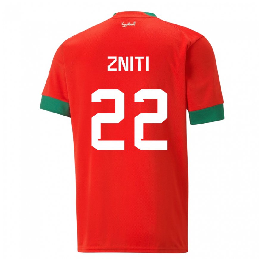 Kandiny Lapset Marokon Anas Zniti #22 Punainen Kotipaita 22-24 Lyhythihainen Paita T-paita