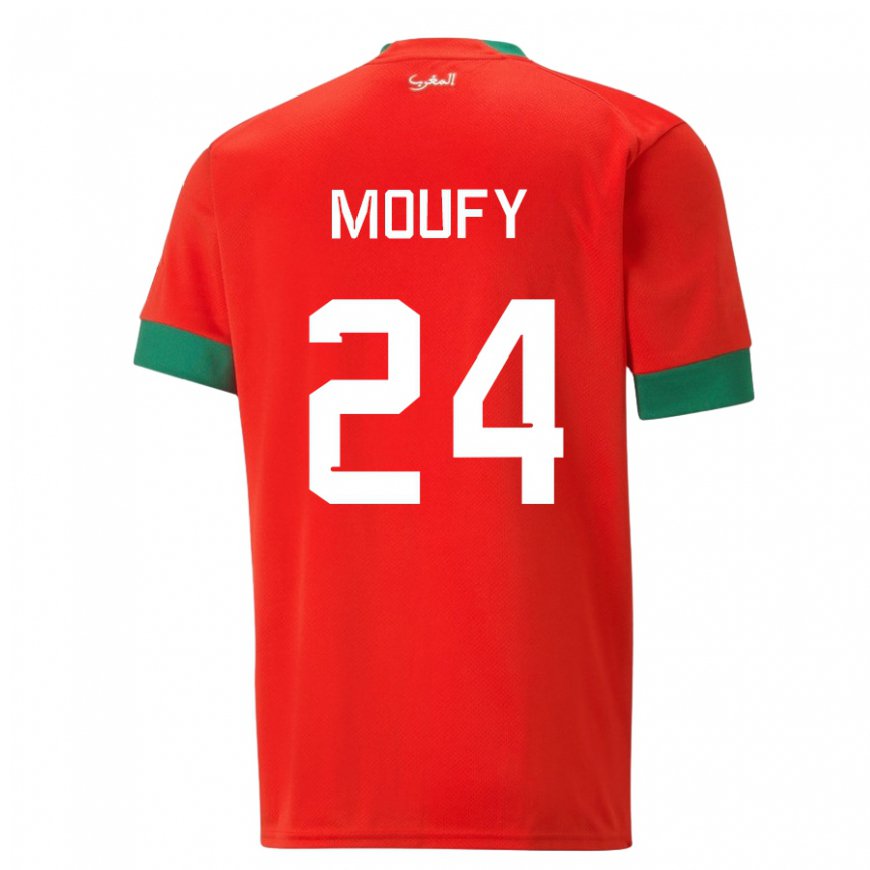 Kandiny Lapset Marokon Fahd Moufy #24 Punainen Kotipaita 22-24 Lyhythihainen Paita T-paita