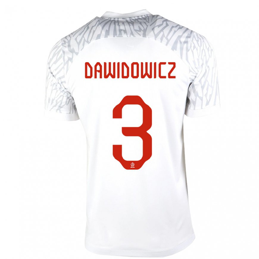 Kandiny Lapset Puolan Pawel Dawidowicz #3 Valkoinen Kotipaita 22-24 Lyhythihainen Paita T-paita