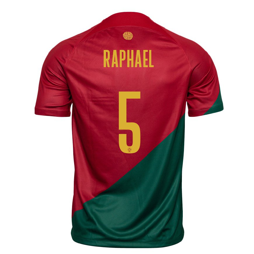 Kandiny Lapset Portugalin Raphael Guerreiro #5 Puna-vihreä Kotipaita 22-24 Lyhythihainen Paita T-paita