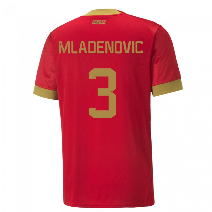 Kandiny Lapset Serbian Filip Mladenovic #3 Punainen Kotipaita 22-24 Lyhythihainen Paita T-paita