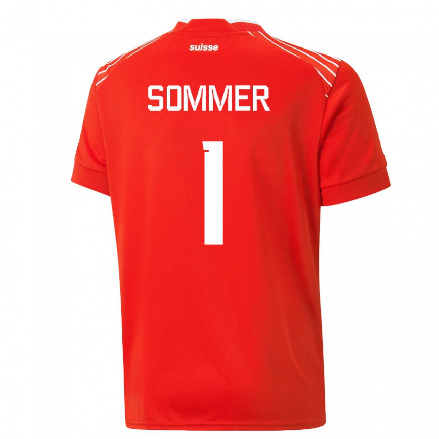 Kandiny Lapset Sveitsin Yann Sommer #1 Punainen Kotipaita 22-24 Lyhythihainen Paita T-paita