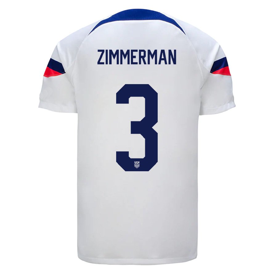 Kandiny Lapset Yhdysvaltain Walker Zimmerman #3 Valkoinen Kotipaita 22-24 Lyhythihainen Paita T-paita
