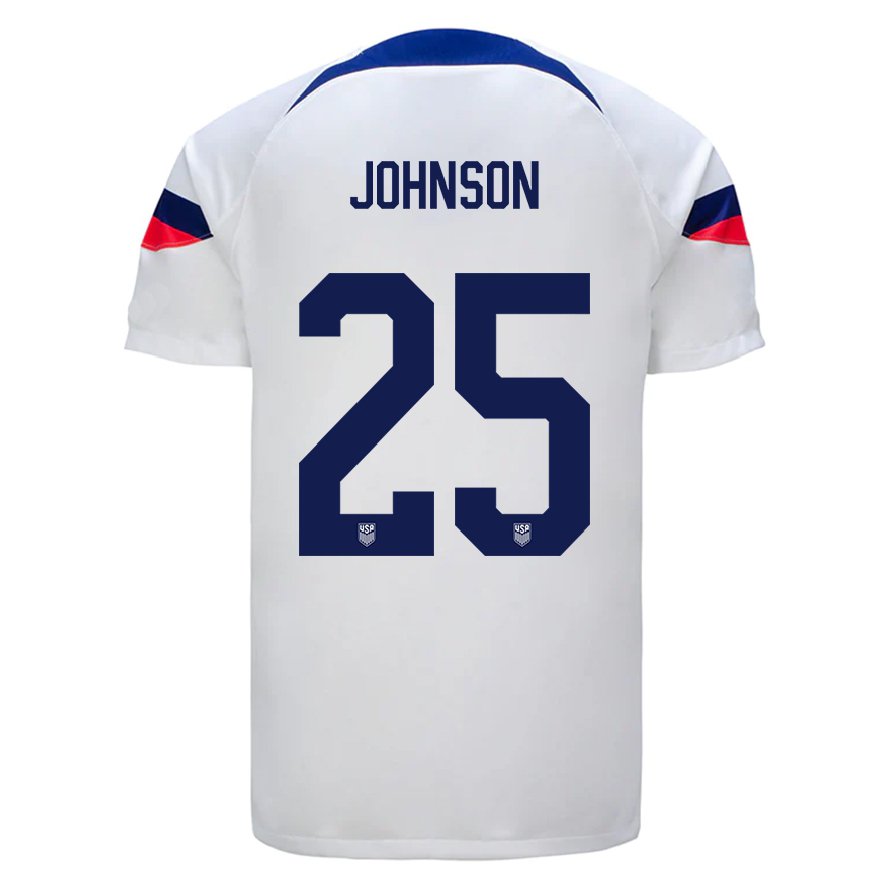 Kandiny Lapset Yhdysvaltain Sean Johnson #25 Valkoinen Kotipaita 22-24 Lyhythihainen Paita T-paita